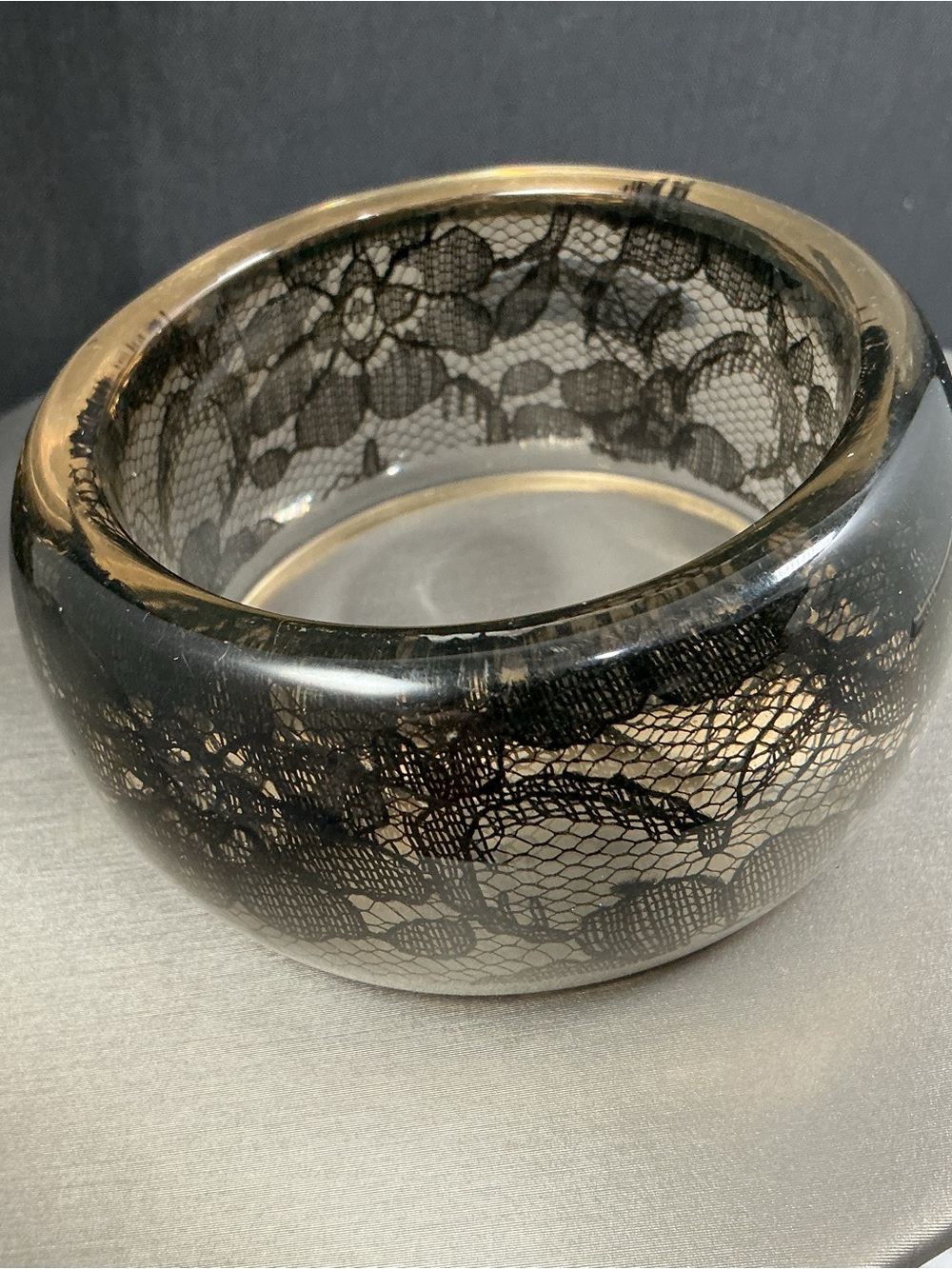 Black Lace Resin Bangle Bracelet - Women Accessories